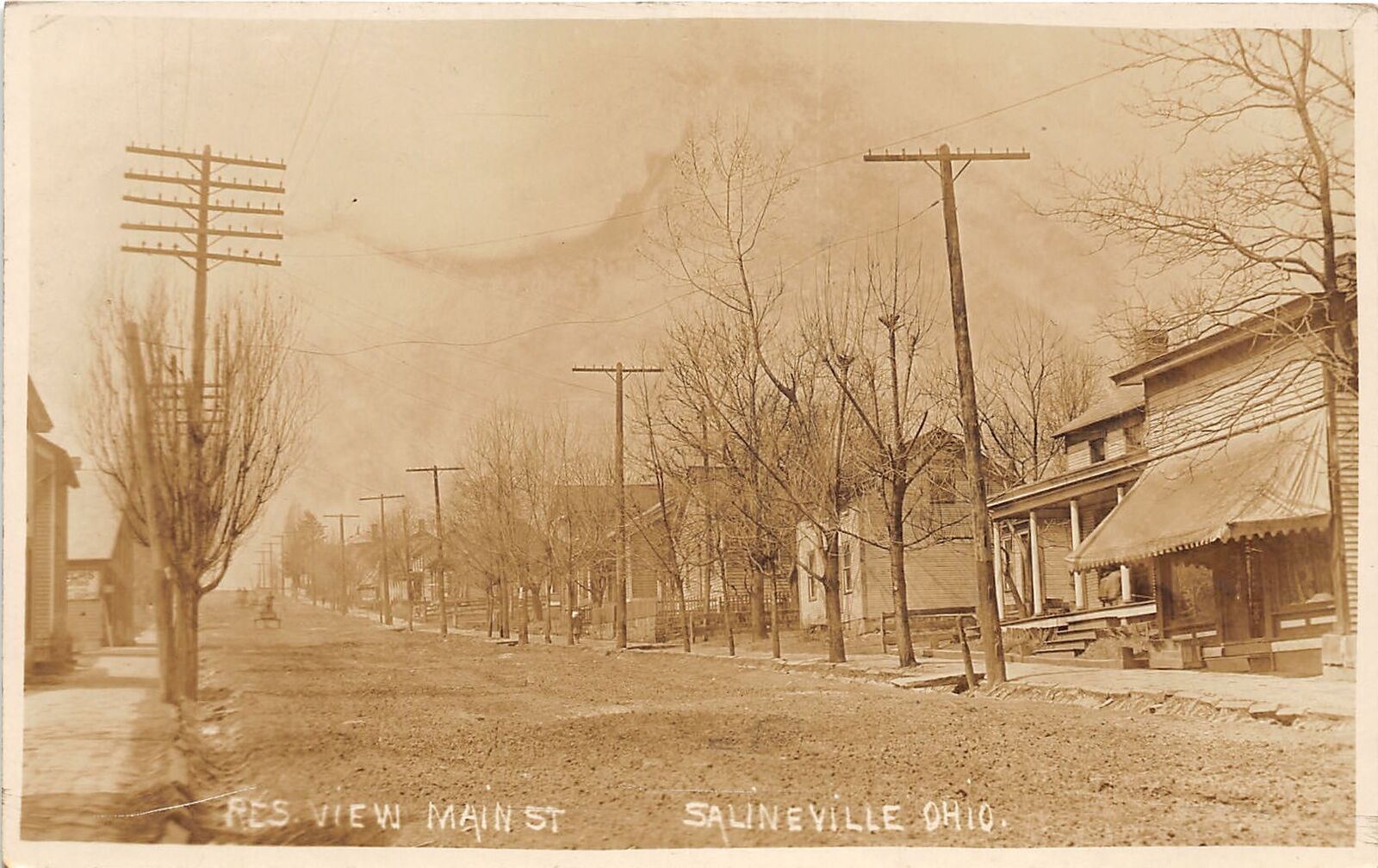 E92/ Salineville Ohio RPPC Postcard Columbiana 1912 Main Street Homes Store 16