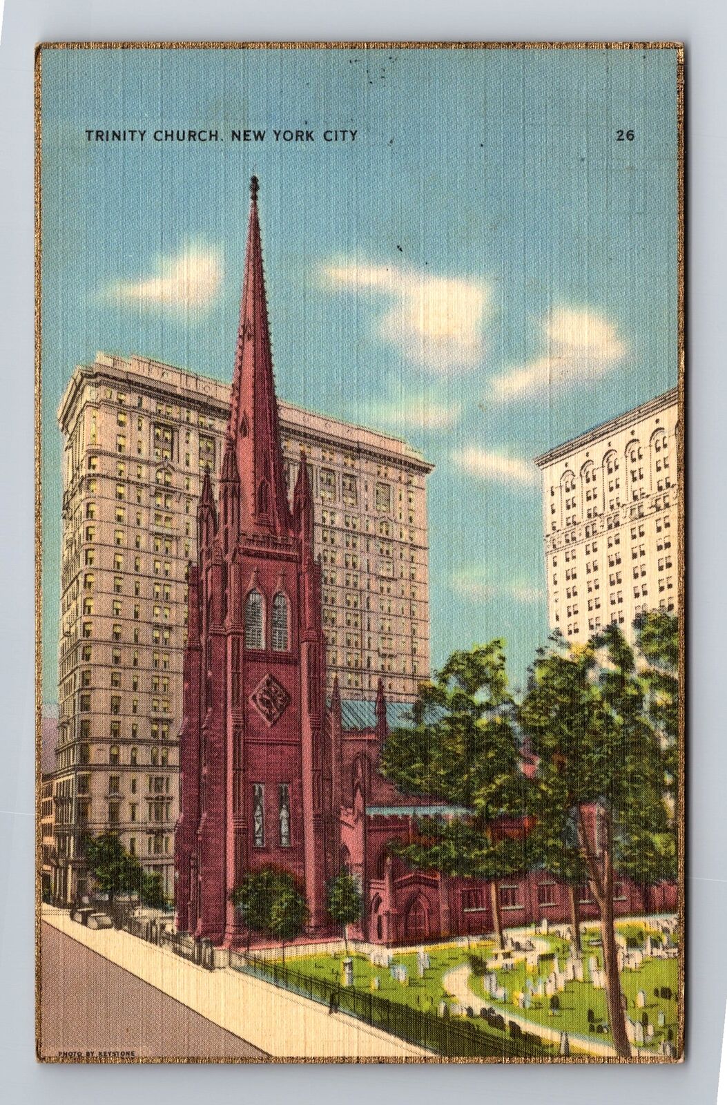 New York City NY-New York, Trinity Church, Religion, Vintage c1939 Postcard