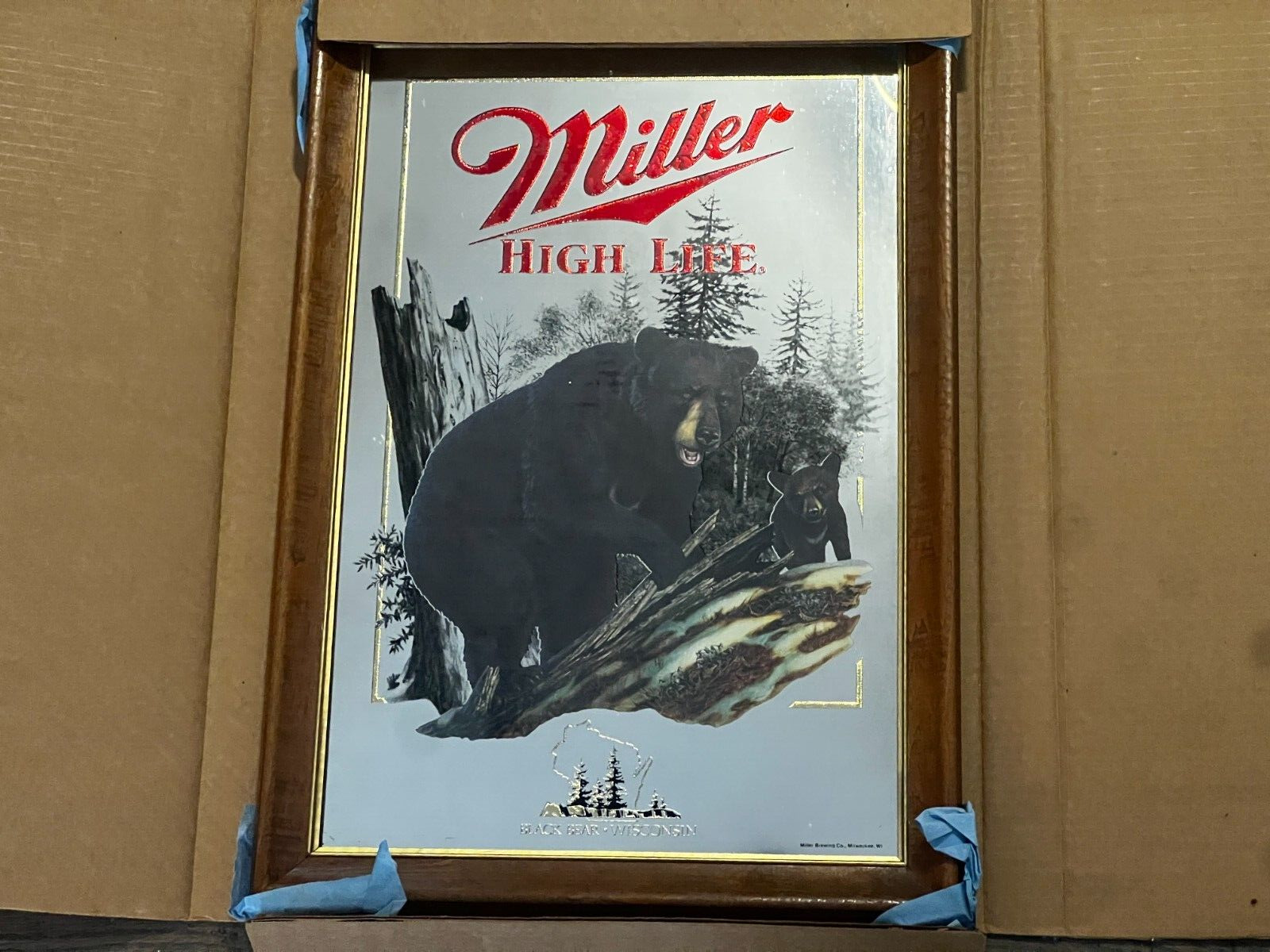 Miller High Life Beer Wildlife Series Black Bear Mirror Sign NEW