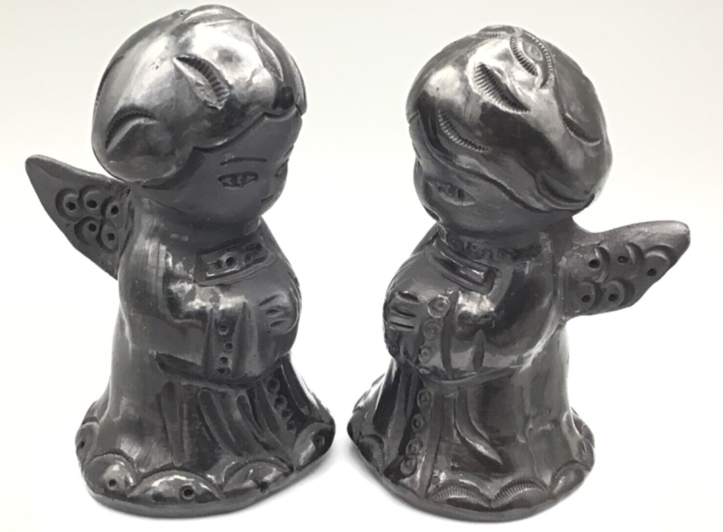 Vintage Set of 2 ANGELS Artisan Hand-crafted CLAY Figurine