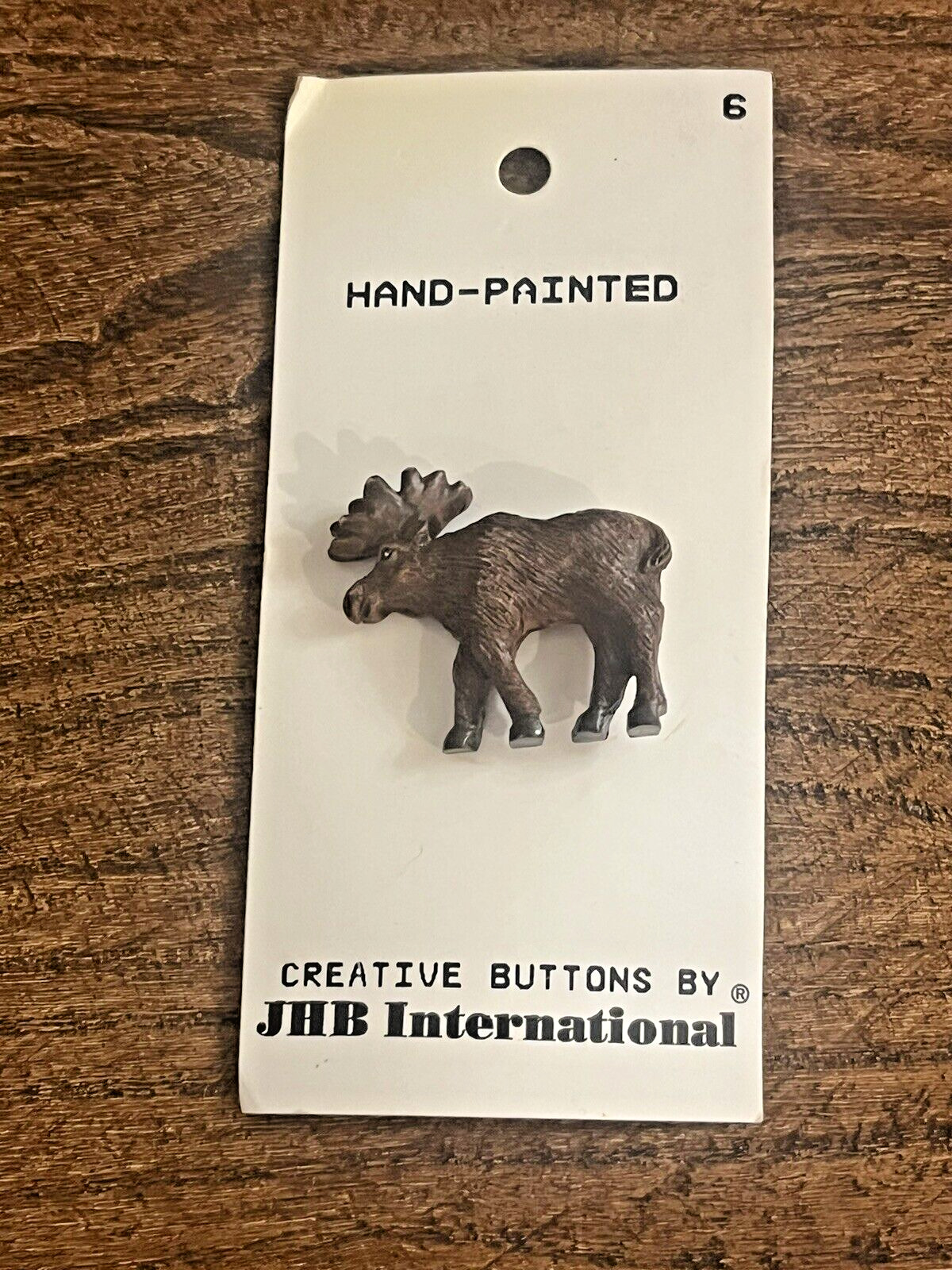Vintage JHB Buttons Brown Moose Hand Painted Realistic \'90 NOS 1-1/4\