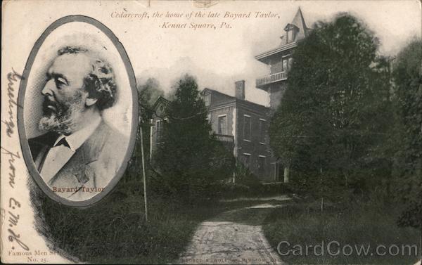 1905 Kennett Square,PA Cedarcraft,the home of the late Bayard Taylor Postcard