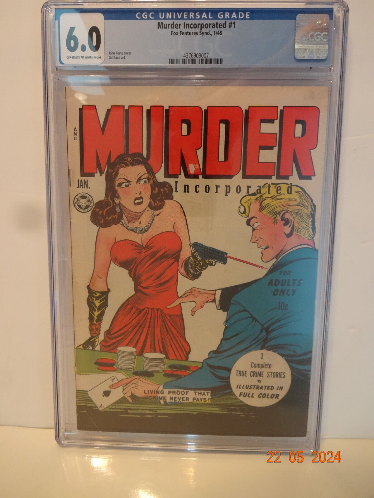 MURDER INCORPORATED  #1 CGC 6.0 OFF-WHITE TO WHITE PAGES  FOX FEATURES 1948 RARE