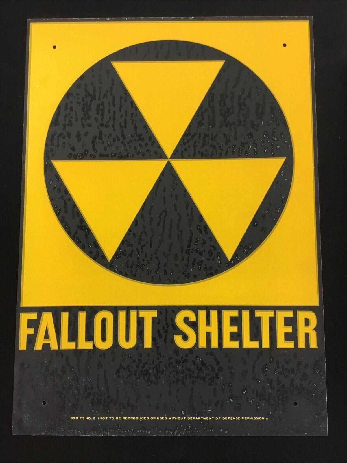 VTG NOS 1950s Civil Defense Fallout Shelter Steel Sign Cold War Atomic Bomb