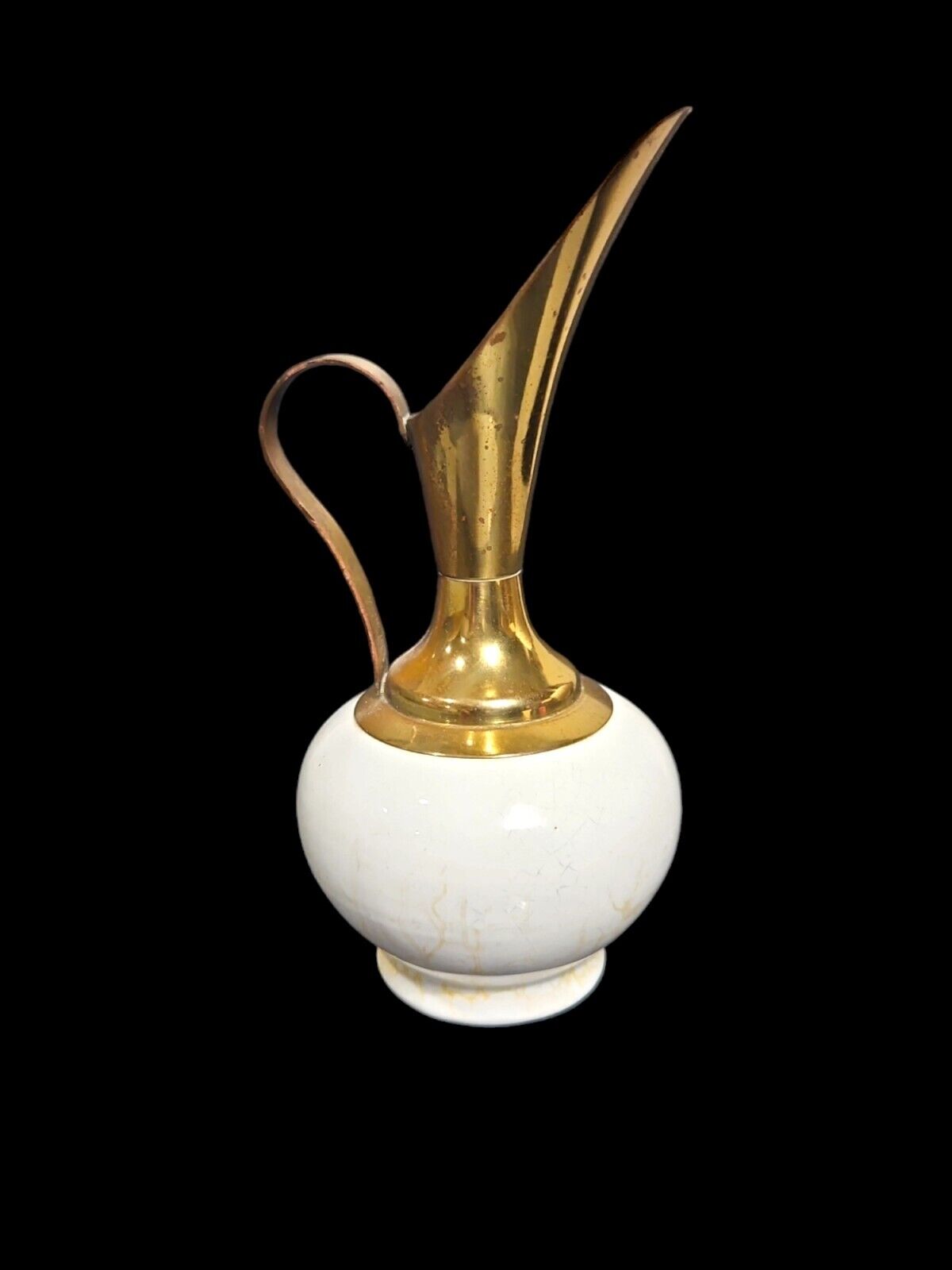 Vintage Handpainted Holland Delft Brass & Ceramic  Vase/Pitcher~Made in Holland 