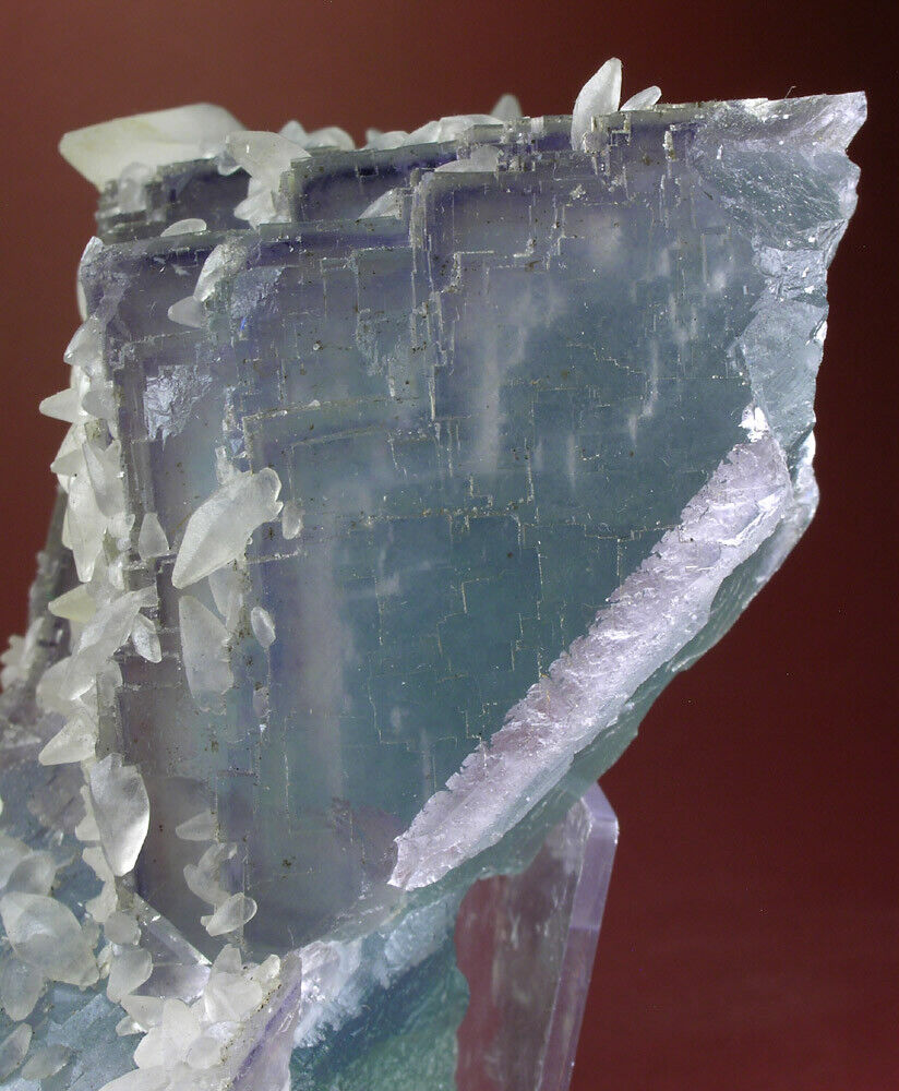 HUGE PURPLE TEAL FLUORITE CUBES w CALCITE CRYSTALS, CHENZHOU CHINA, 3 3/4 POUNDS