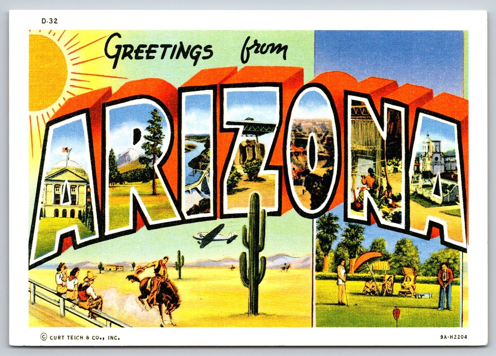 Postcard Large Letter Greetings From Arizona 4D
