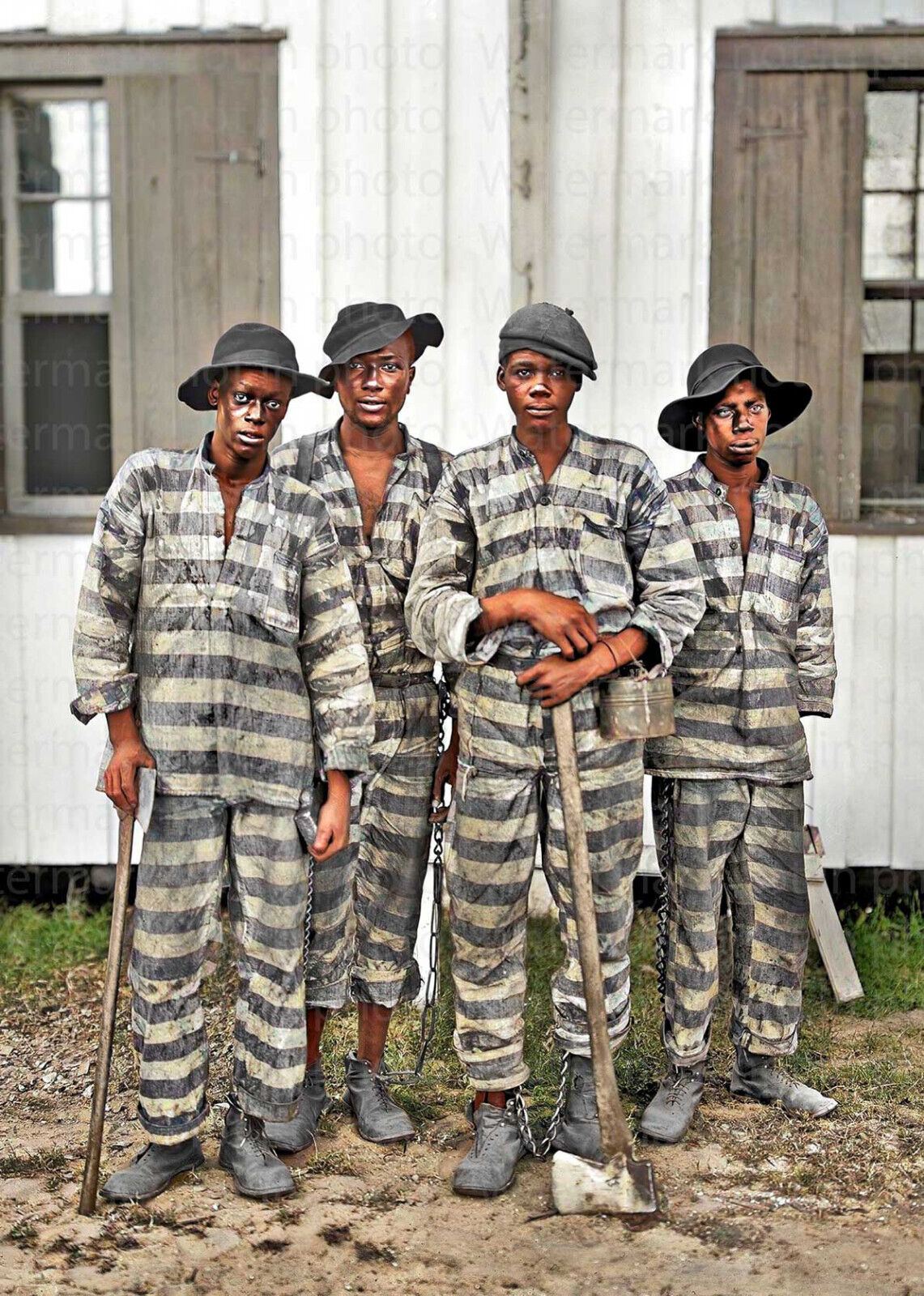 Georgia Prison Chain Gang in 1905 RARE COLOR Photo 600