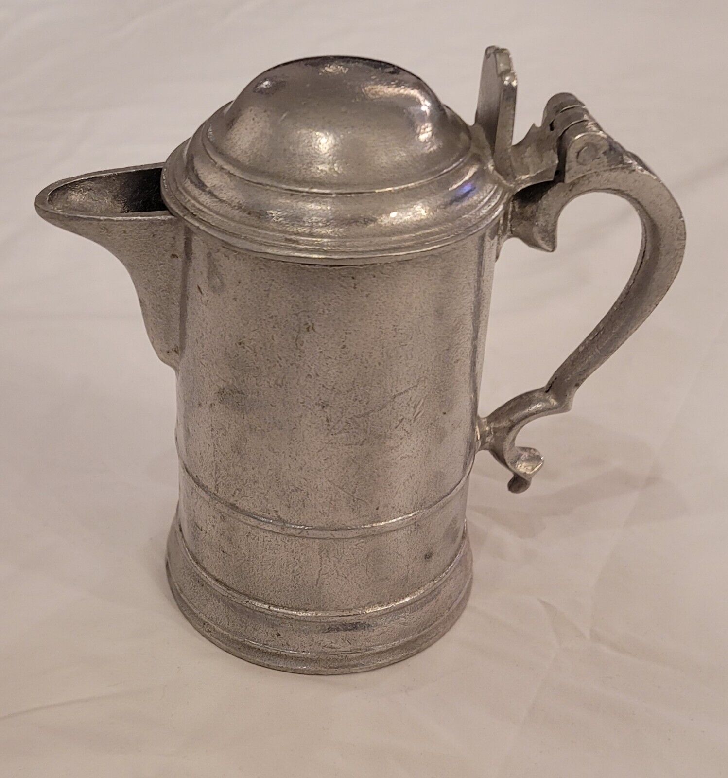Vintage Pewter Creamer Pitcher With Lid Visible Wilton Mark 6.25 Inches Tall