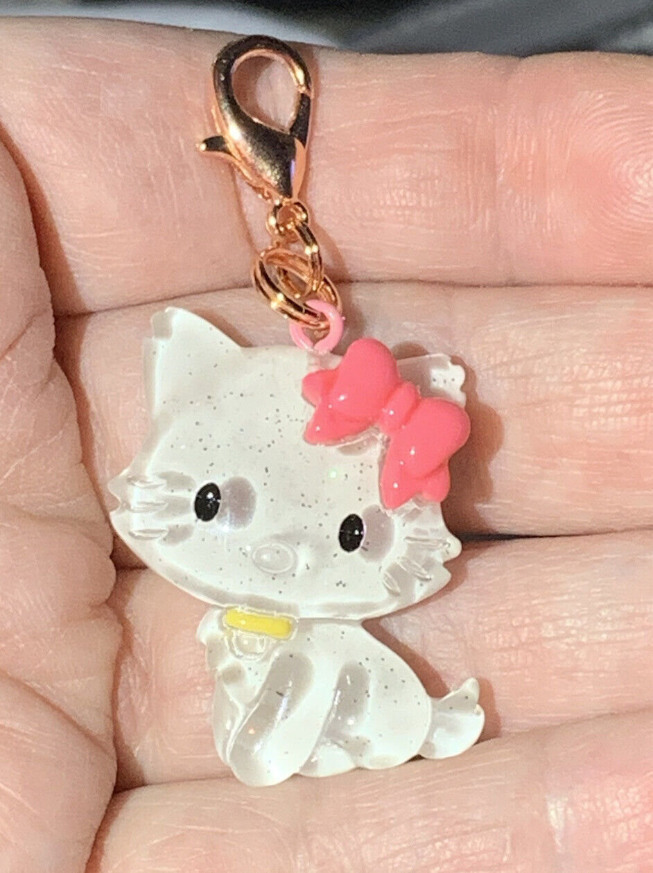 Large Glittery Hello Kitty Charm Zipper Pull & Keychain Add On Clip