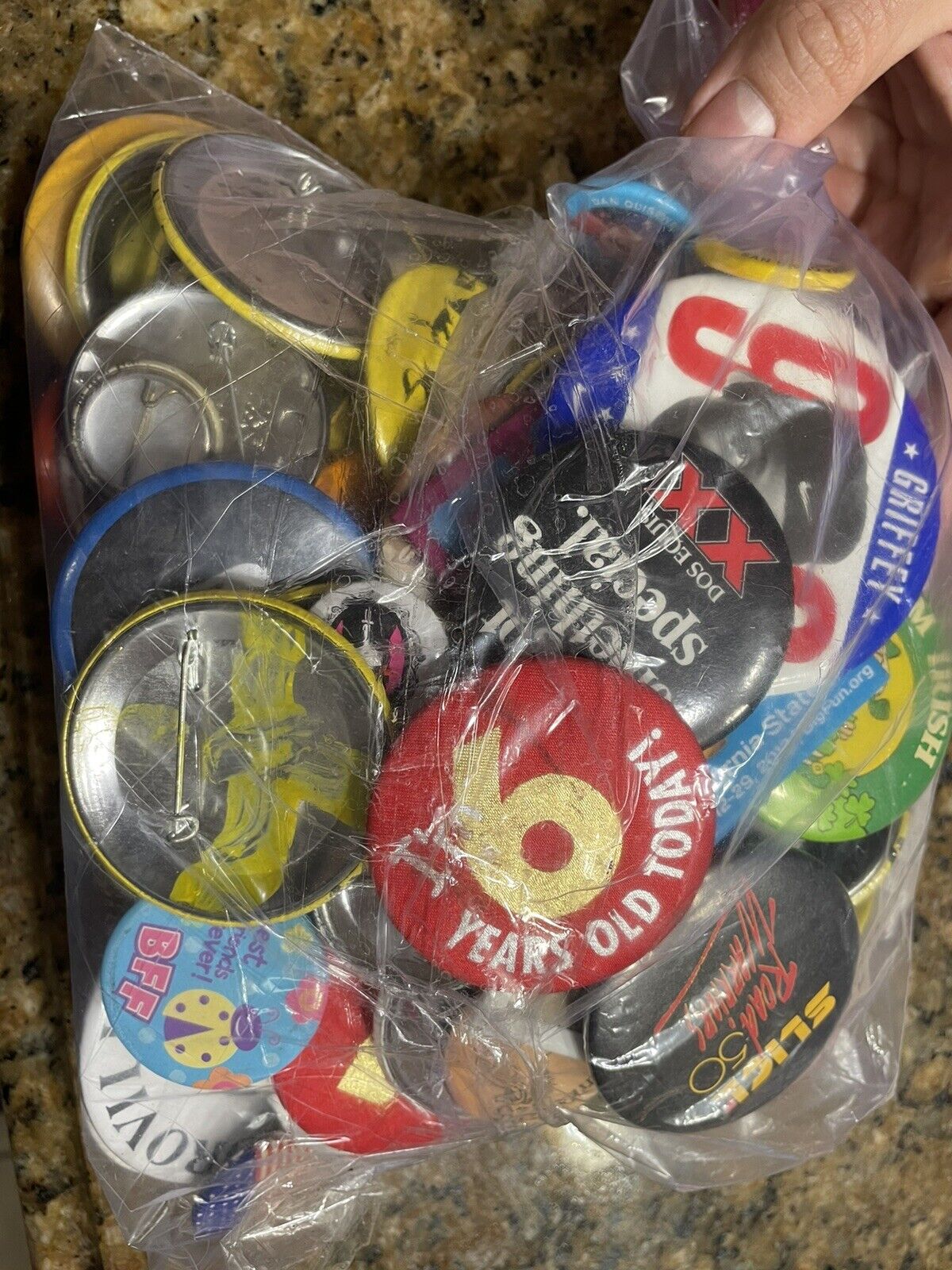 Completely Random Vintage Button Pin Lot Various Whatevers Bag Gear