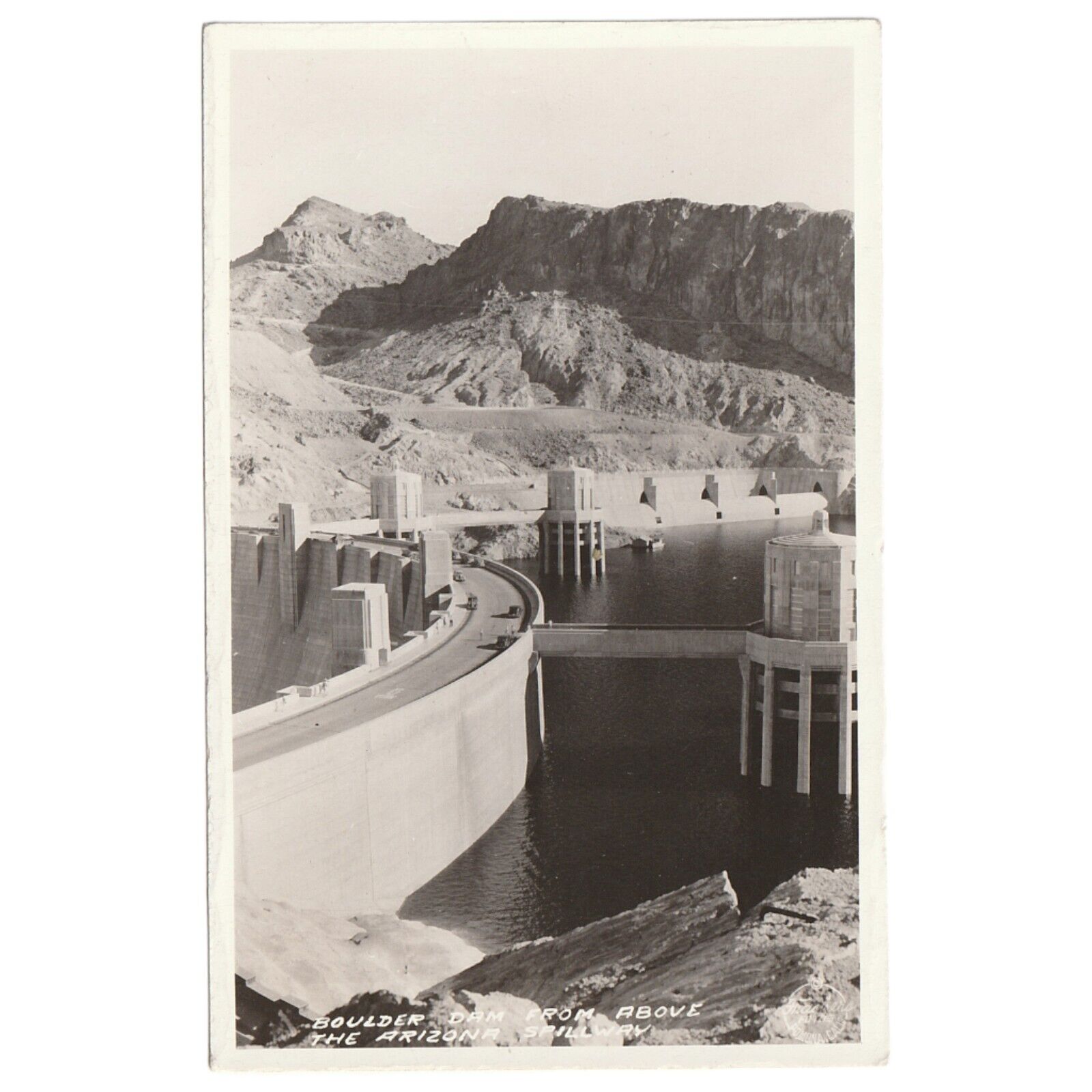 Boulder Dam From Above the Arizona Spillway Postcard Frachers  Foto Card Rppc