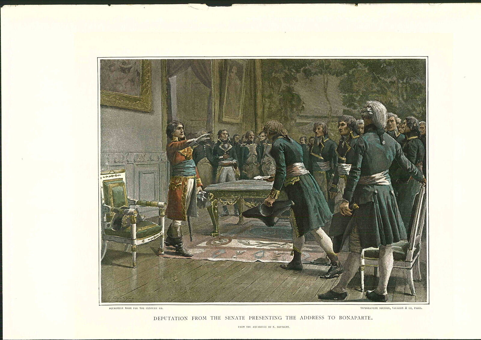 1897 Napoleon Deputation From The Senate Presenting Address COLOR PRINT Boutigny