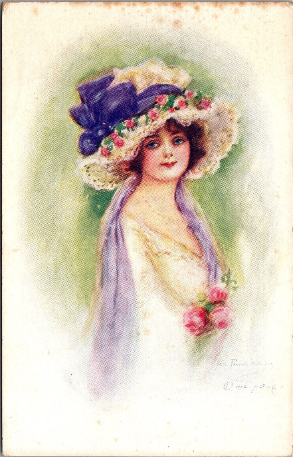A/S Pretty Woman Fabulous Hat Lace Flowers Shoulders P.UN. T. F. & Co. N-192