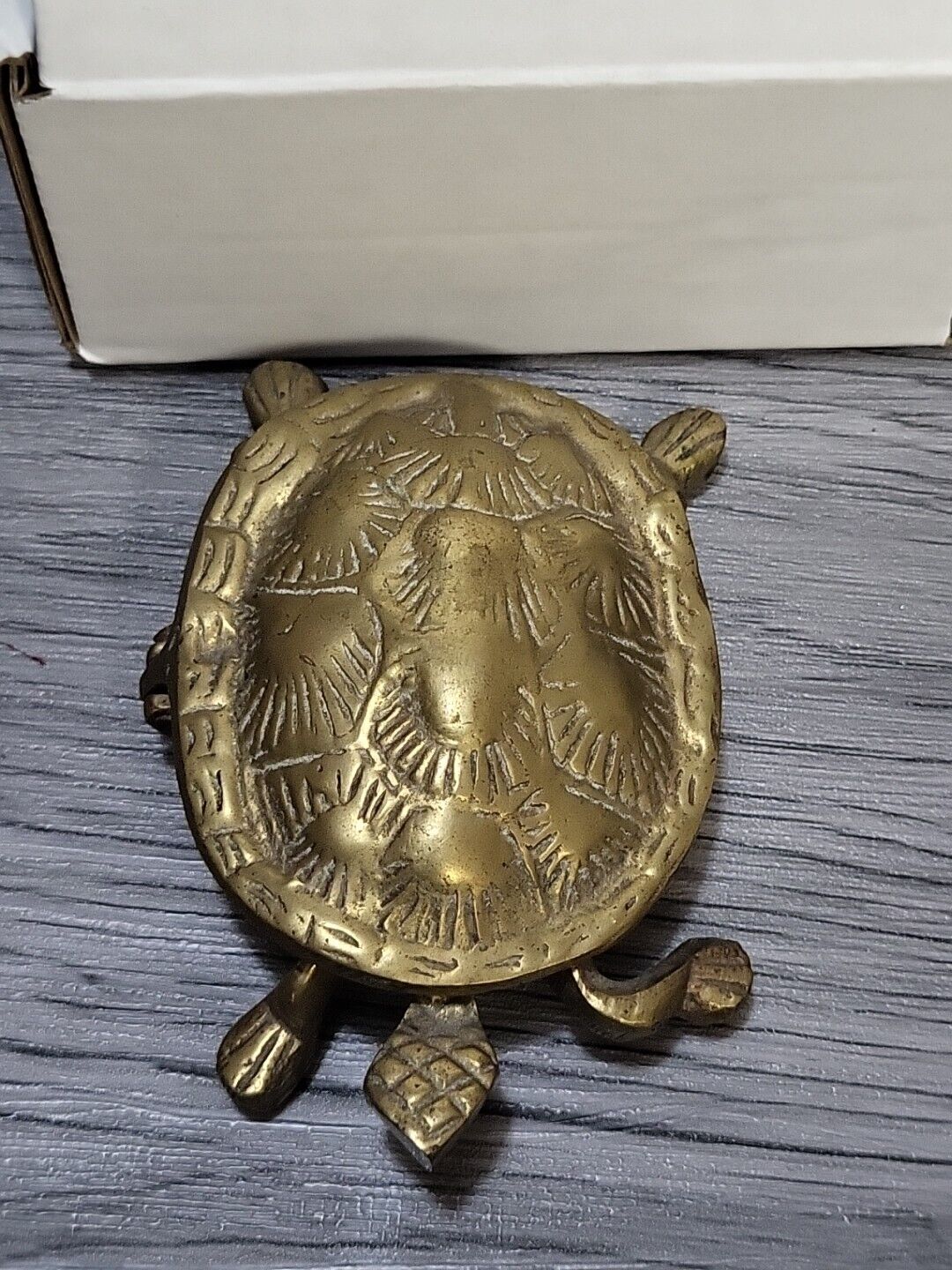 Vintage Brass Turtle Hinged Trinket  Dish Brass Turtle