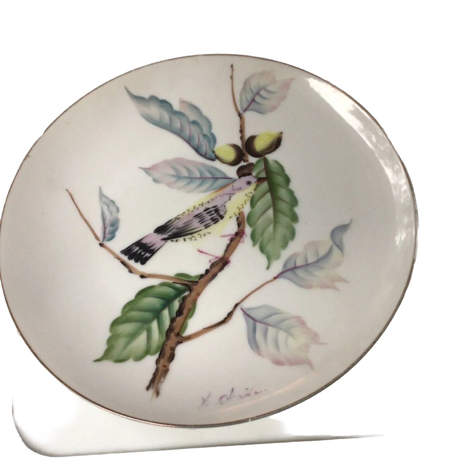 Vintage Japanese Hand Painted bird Plate 8” made in Japan
