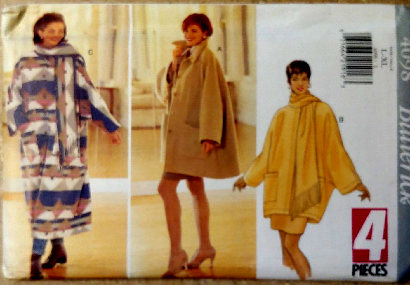 Vintage Butterick 4098 Misses Winter Jacket Swing Coat L XL Sizes 16-18-20-22
