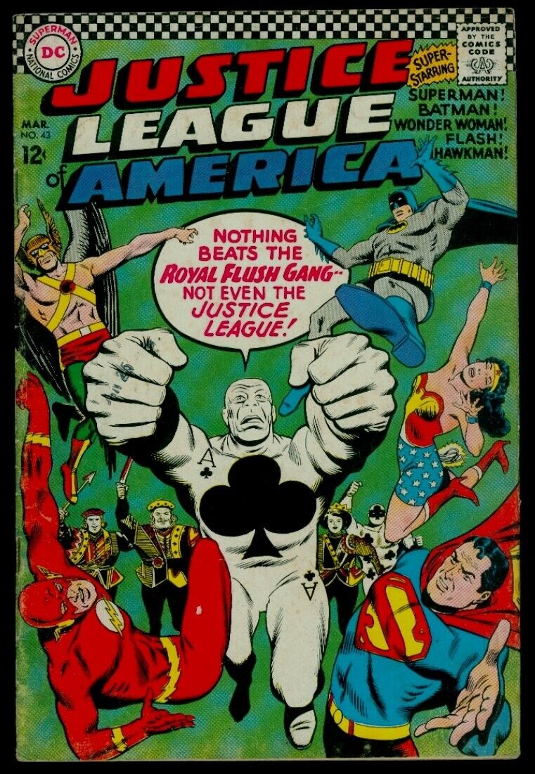 DC Comics JUSTICE LEAGUE Of AMERICA #43 1st Royal Flush Gang FN- 5.5
