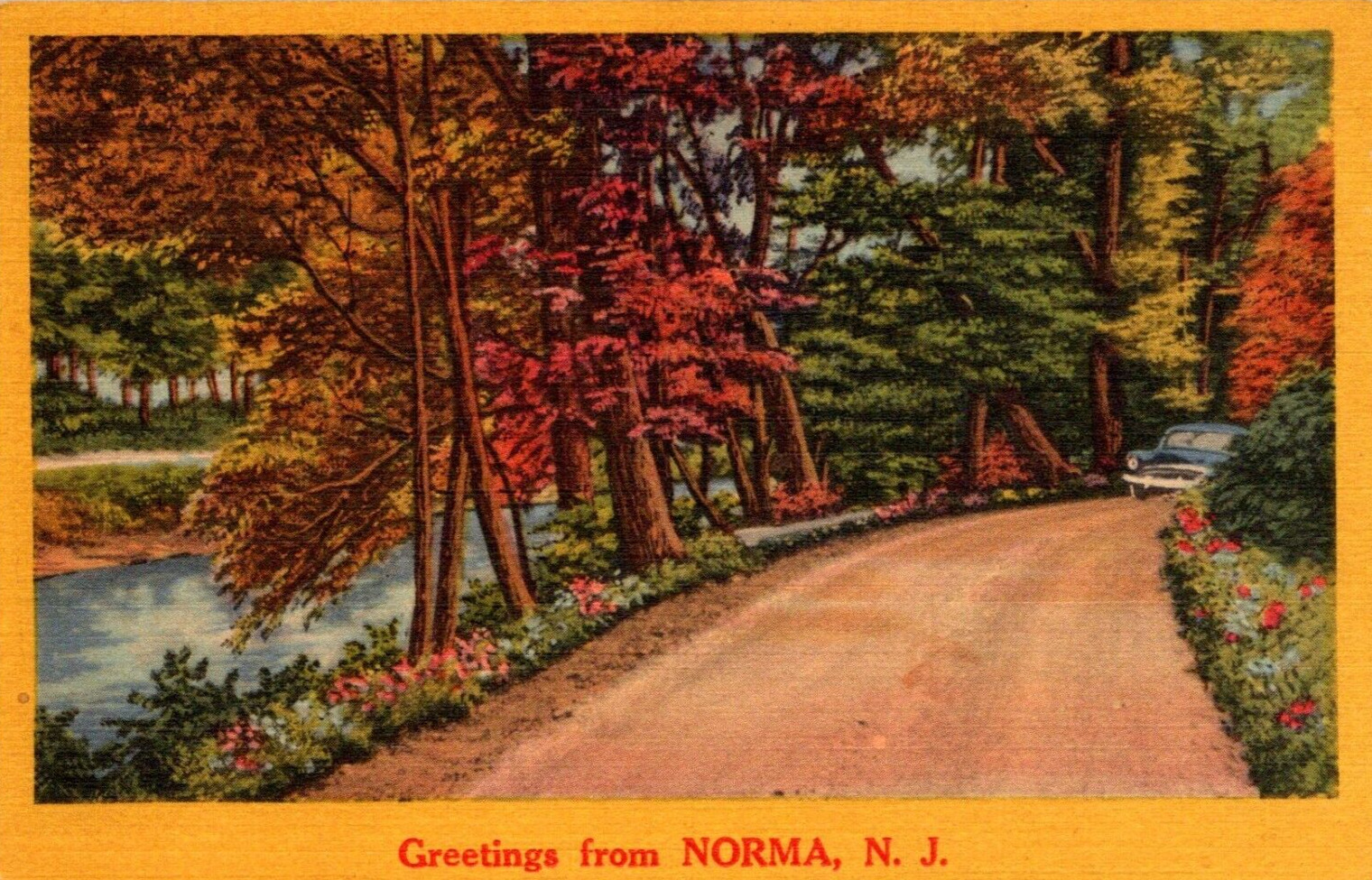 Norma New Jersey Postcard Greetings From Norma Linen Unused 1940s SX