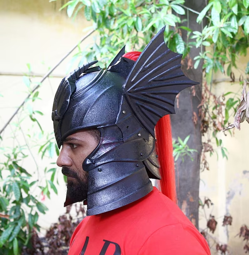 Medieval Daemon Targaryen Helmet Armor Viking Helmet Steel Aching Black Helmet