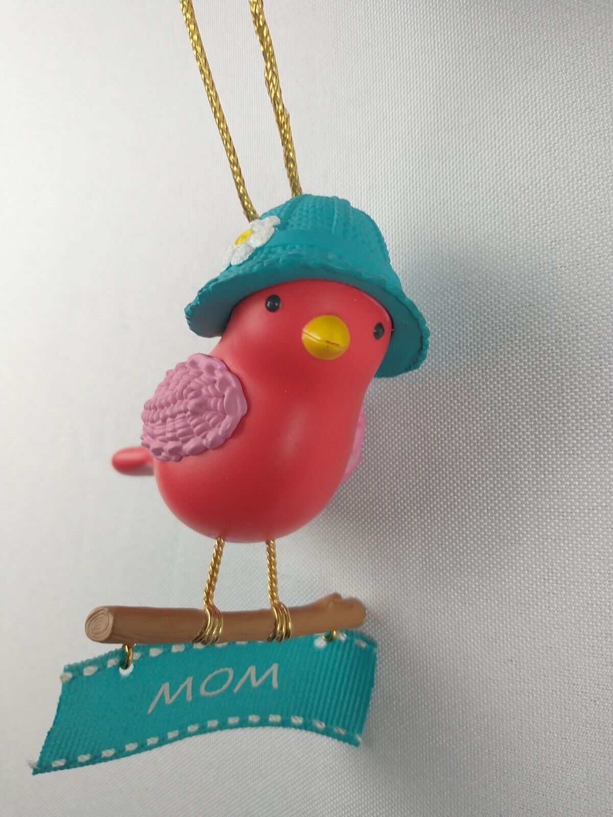Hallmark 1997 Red bird Ornament, Mom , Bird Wearing Bucket Hat