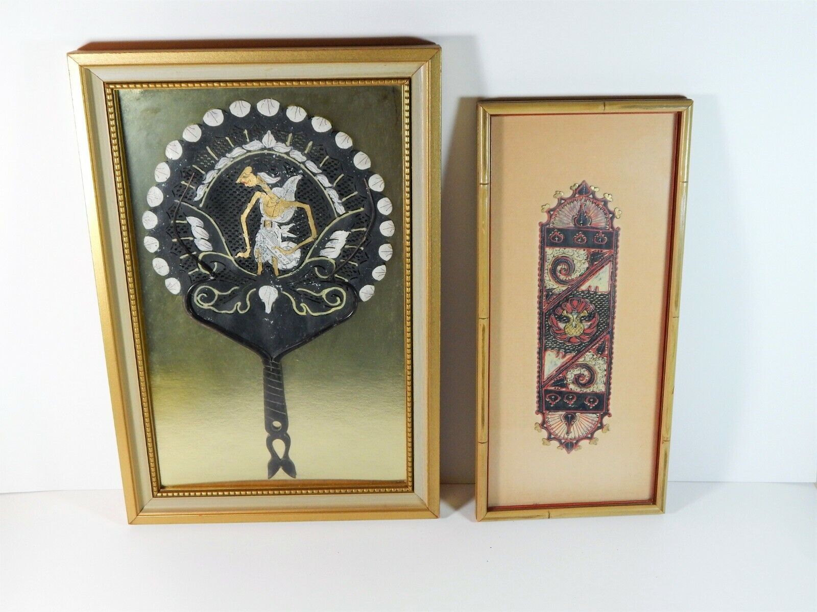 Two Framed Asian Fans Purchased in Singapore 1926