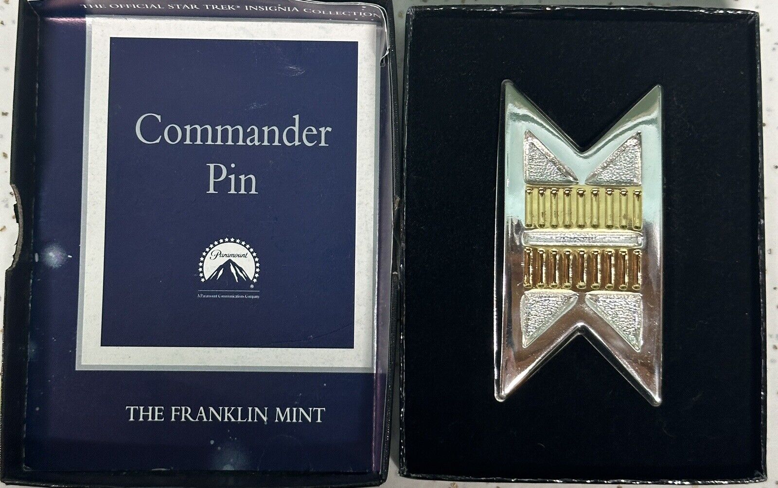 Franklin Mint 1992 Star Trek COMMANDER PIN  Insignia .925 Sterling Silver