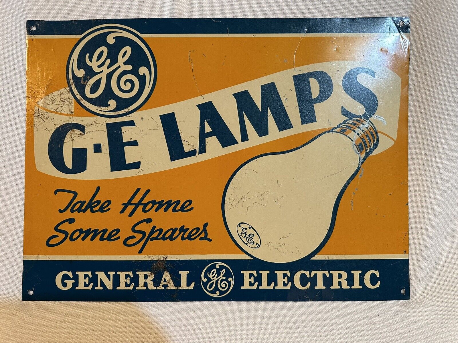 Metal GE General Electric Light Bulb Advertising Sign Vintage General store