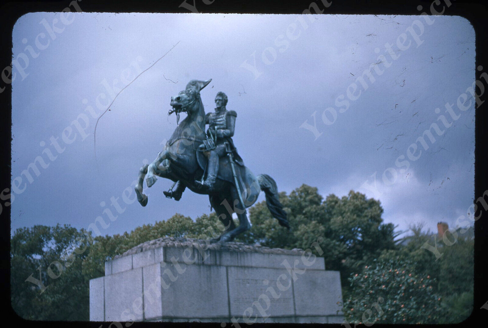 sl64 Original Slide 1950\'s Red Kodachrome Statue  Andrew Jackson SQ 349a