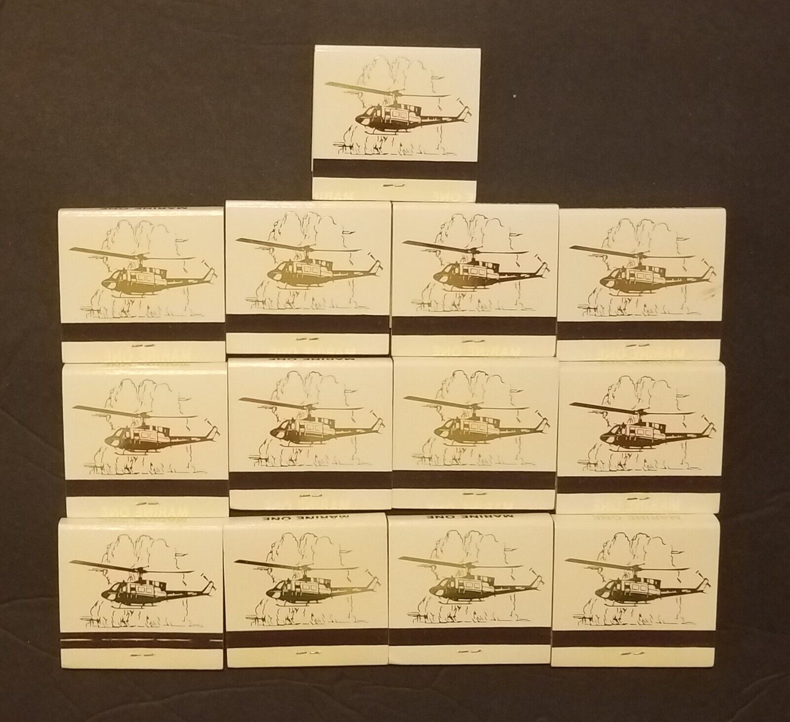 Bell UH-1 Marine One Presidential Helicopter.  13 Matchbooks.