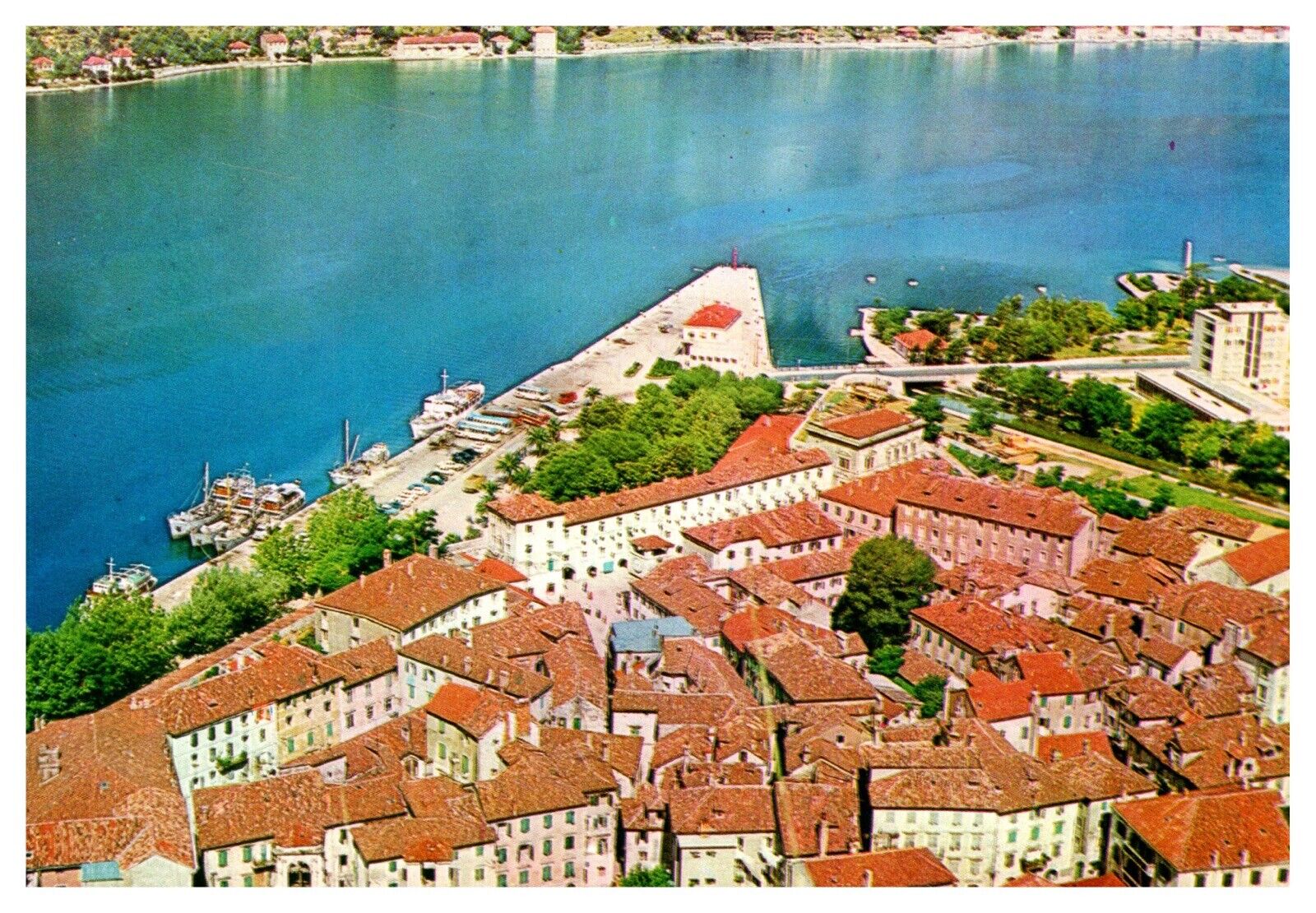Kotor Panorama City Water Unposted Chrome Postcard