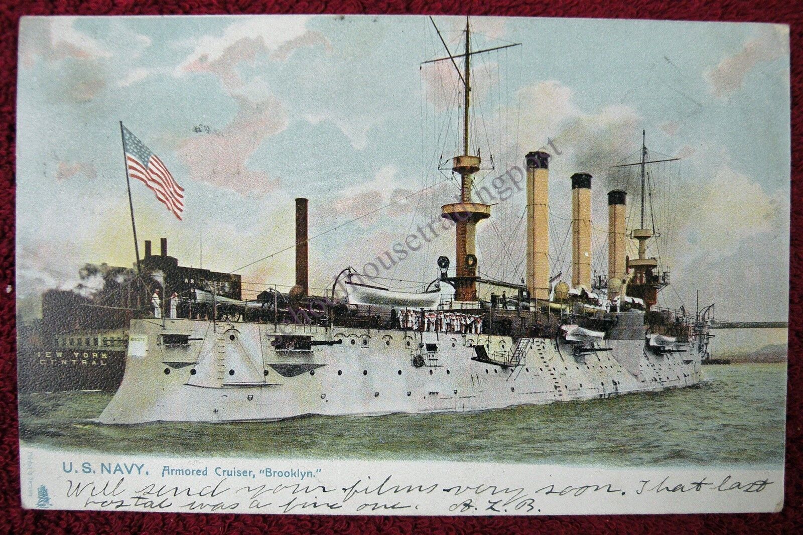 Postcard U.S. Navy Armored Cruiser Brooklyn/ Raphael Tuck & Sons 1905