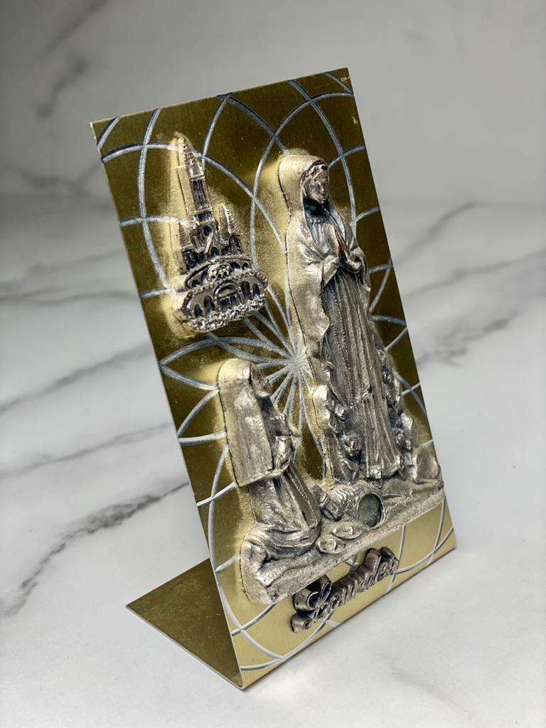 Vintage Virgen De Lourdes Resin Religious Made in Italy