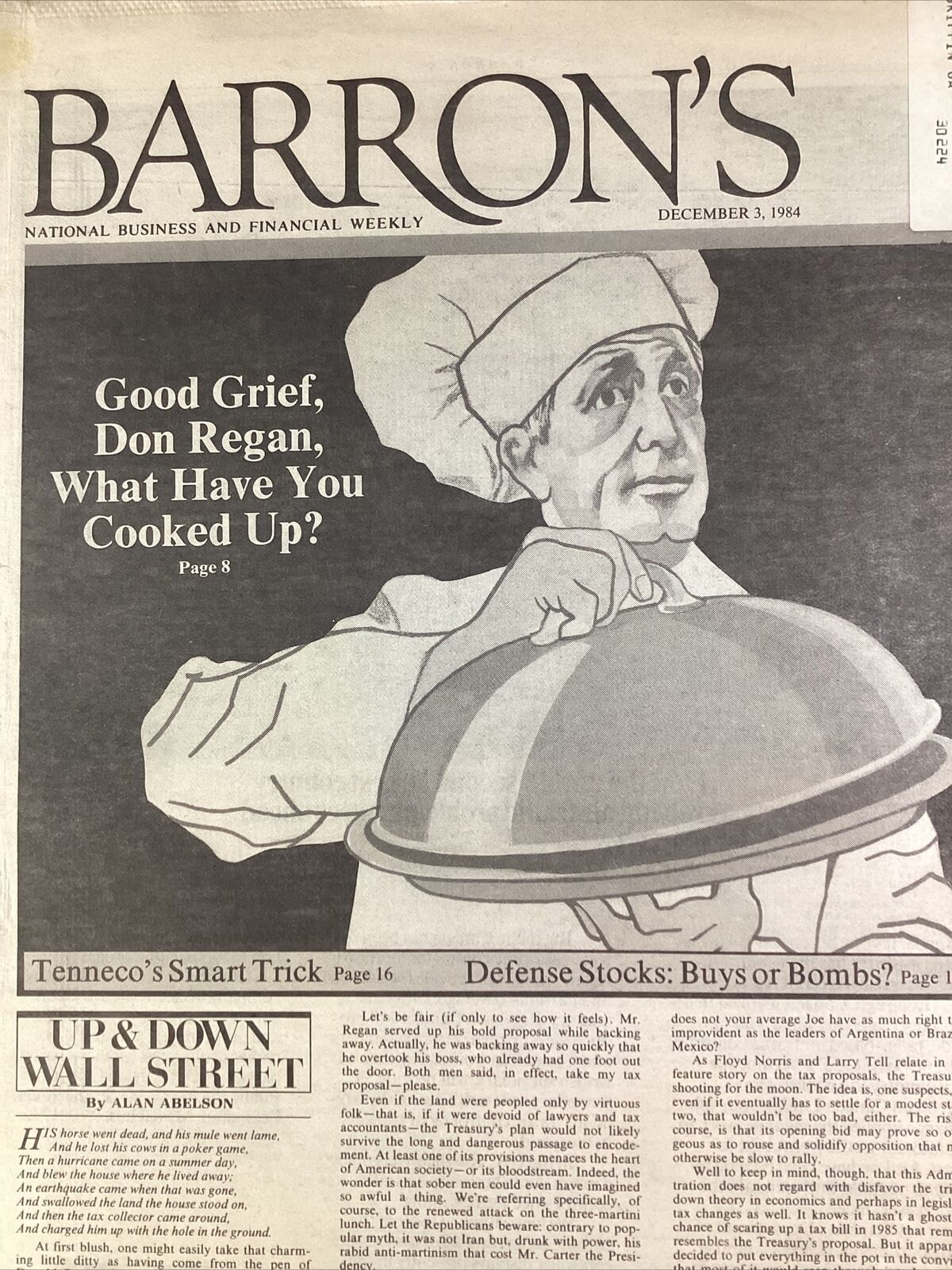 Barron’s Financial Weekly News 1984 Don Regan Cutler Culprit Work From Home Tech