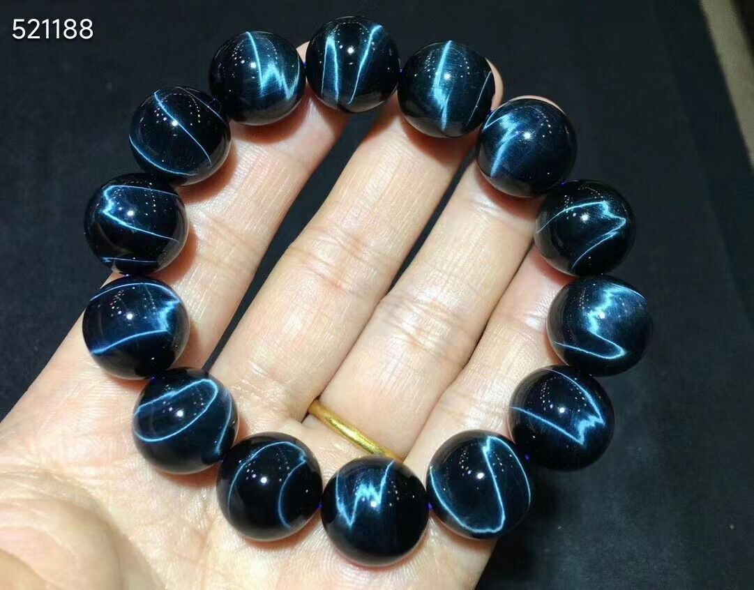 Genuine Natural blue Tiger\'s Eye Stone Crystal Round Bead Bracelet 16mm AAAAAA