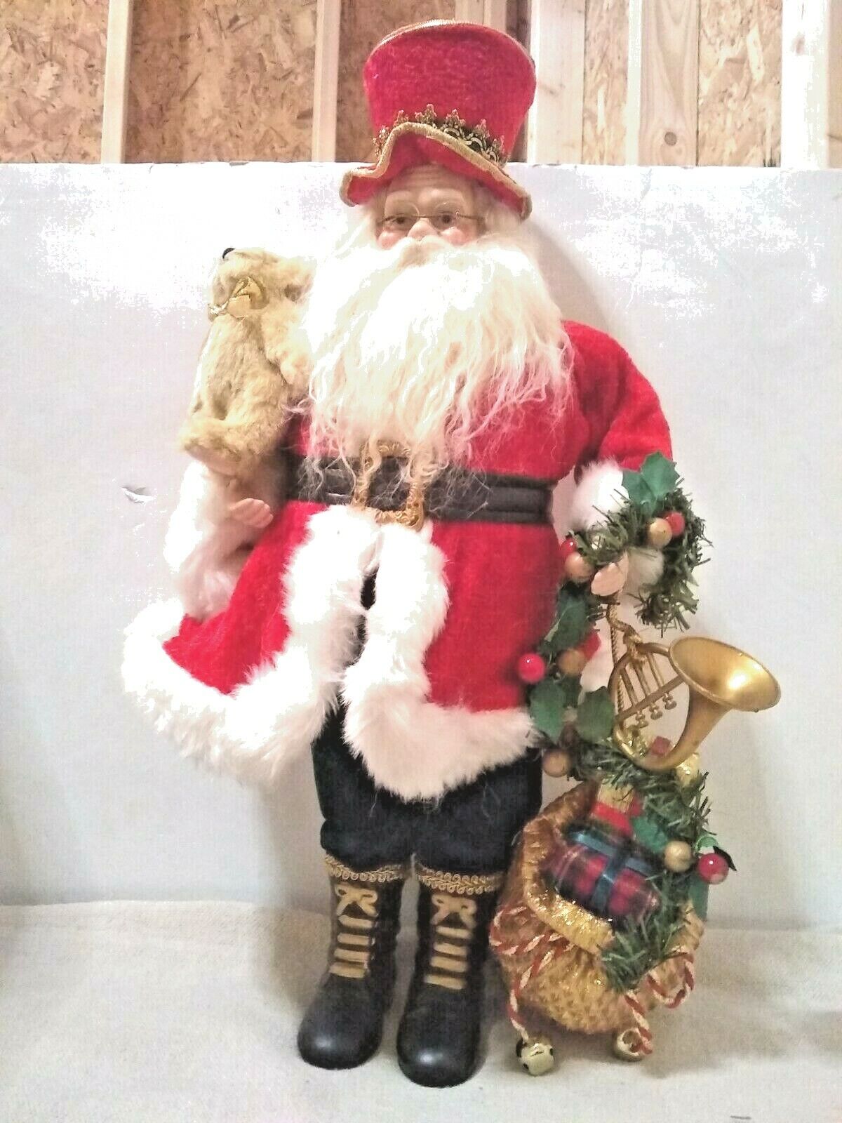 CERAMIC FACE & BOOTS Classic Santa 20 INCHES  Holding Teddy 