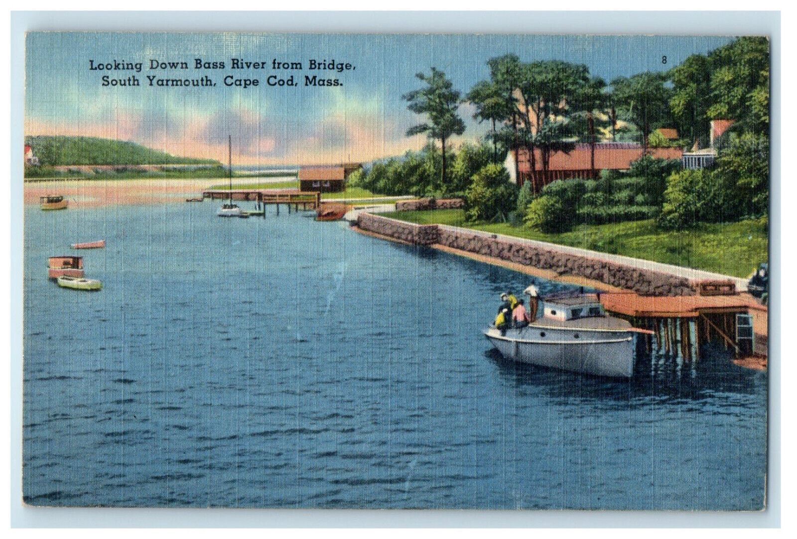 c1940s Bass River from Bridge South Yarmouth Cape Cod MA Craigville MA Postcard