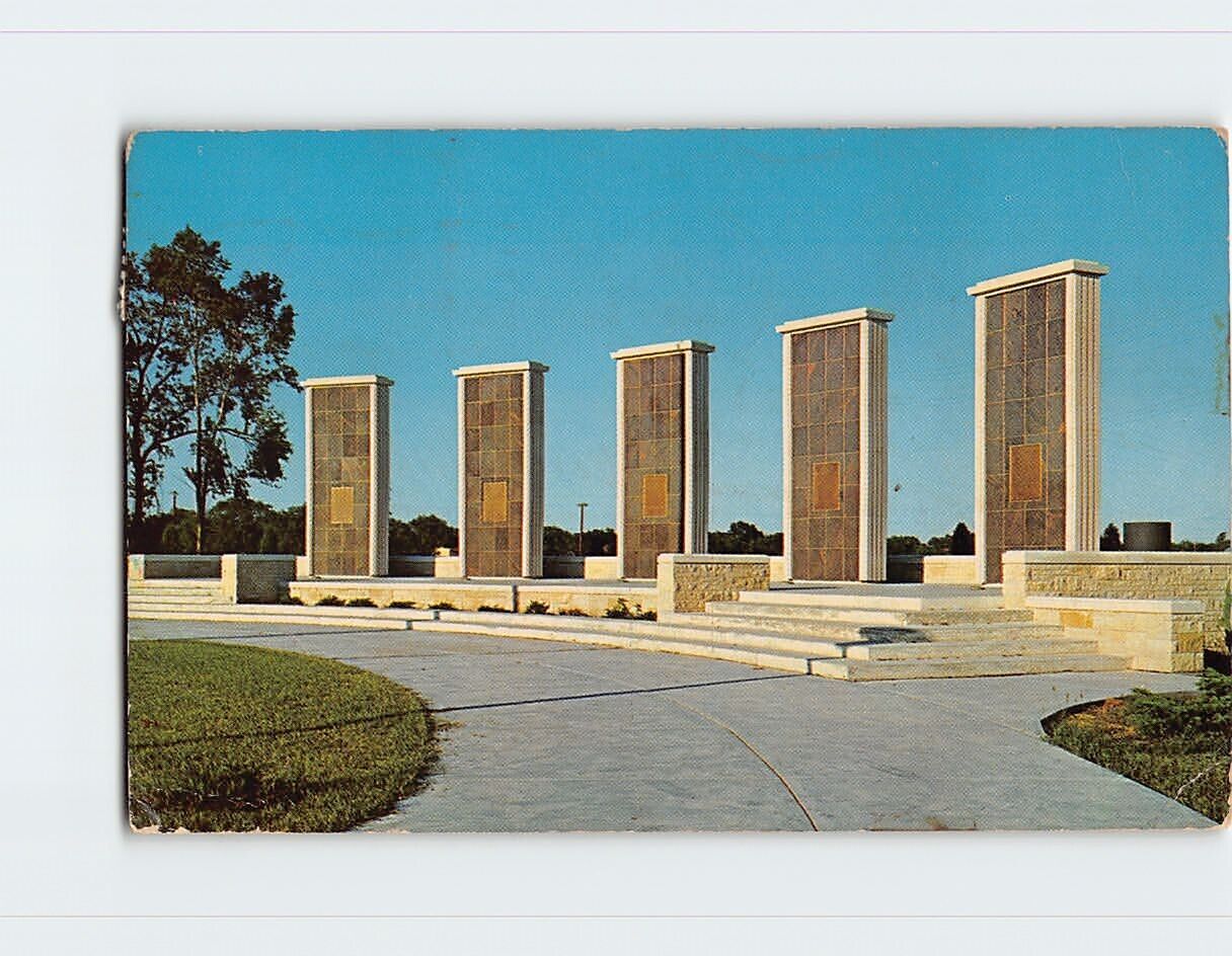 Postcard Memorial Pylons Eisenhower Center Abilene Kansas USA North America
