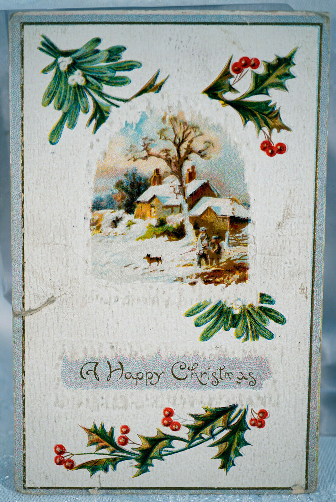 Antique Embossed Postcard A Happy Christmas - Santa Letter 1910 1 cent Stamp