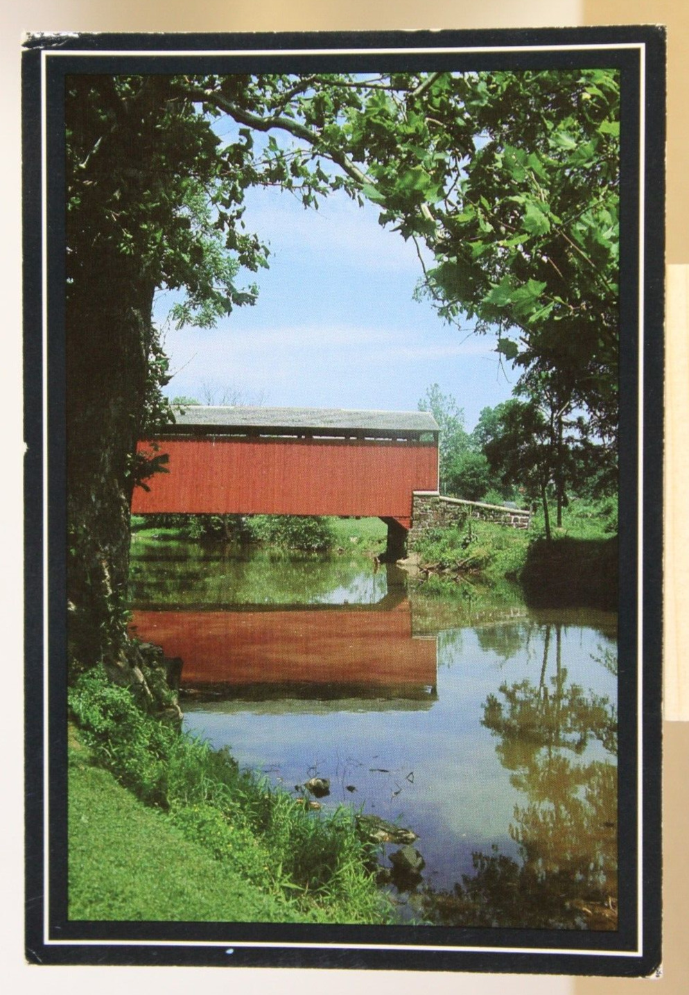 Vintage Postcard Covered Bridge Pennsylvania near Ephrata Lancaster County red