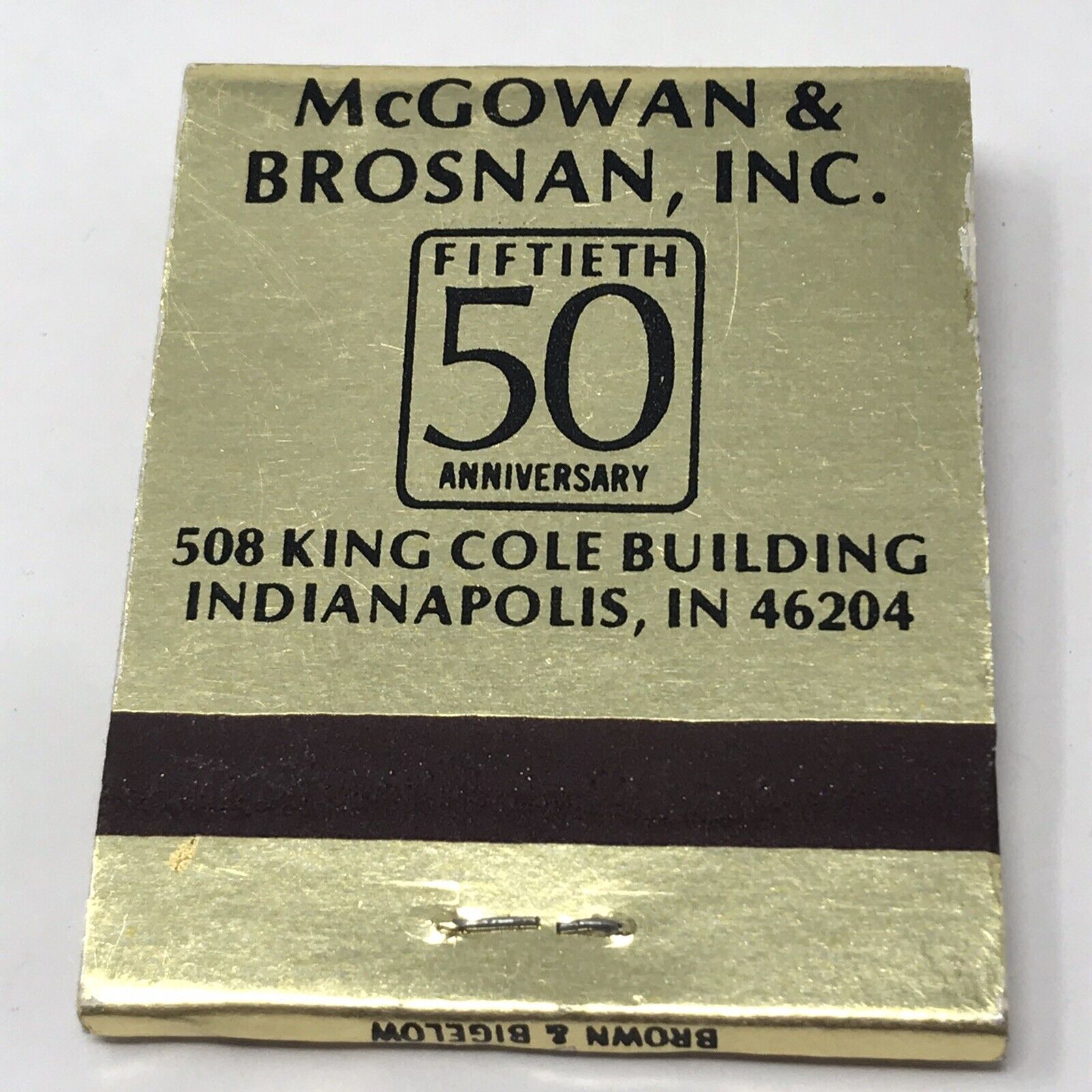 Vintage Matchbook McGowan Brosnan Advertisement Indianapolis Indiana