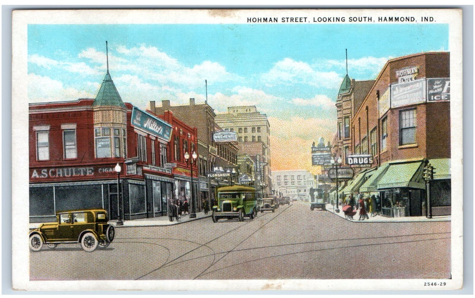 HAMMOND, IN Postcard-  HOHMAN STREET LOOKING SOUTH IND