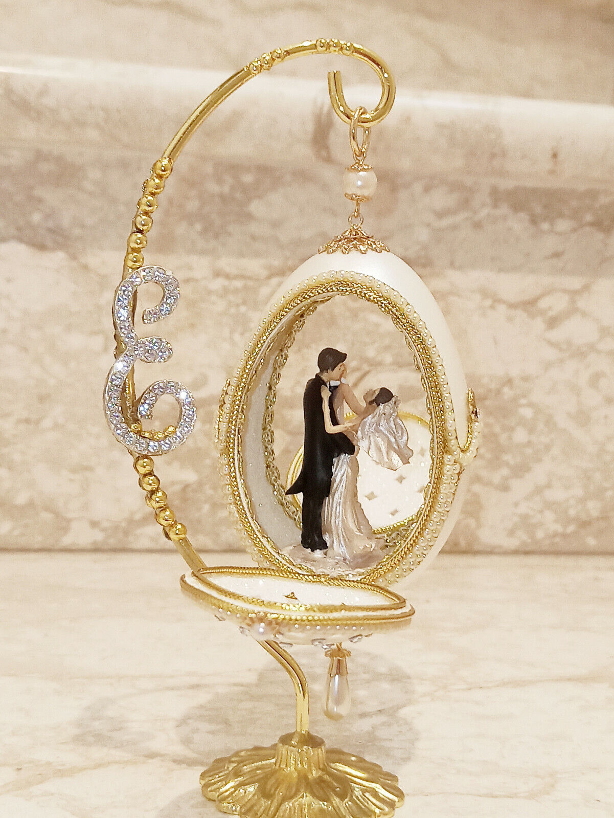 Wedding Anniversary present Luxury Faberge egg 24k Diamond Couple Gift Mom dad 