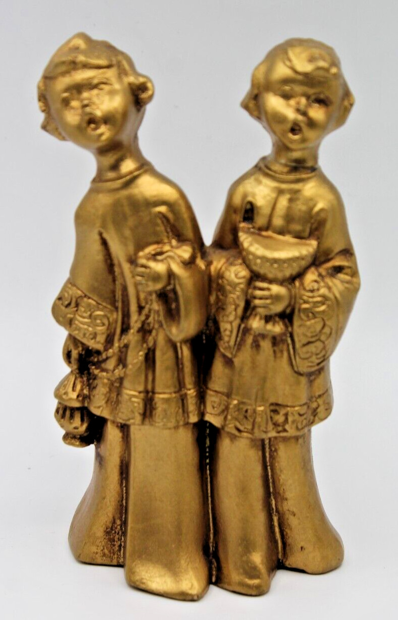Vintage Gold Altar Boys Christmas Carolers Plastic Figures Catholic Noel