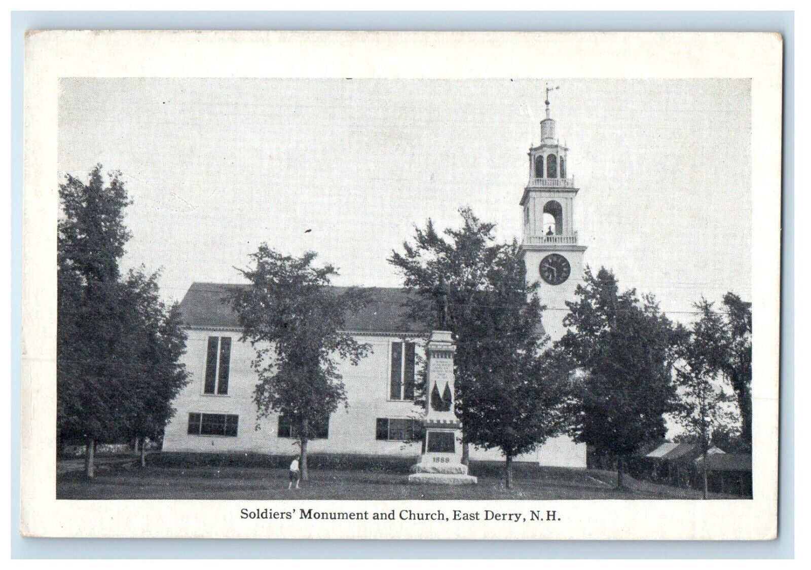 c1910\'s Soldiers Monument And Church East Derry New Hampshire NH Postcard