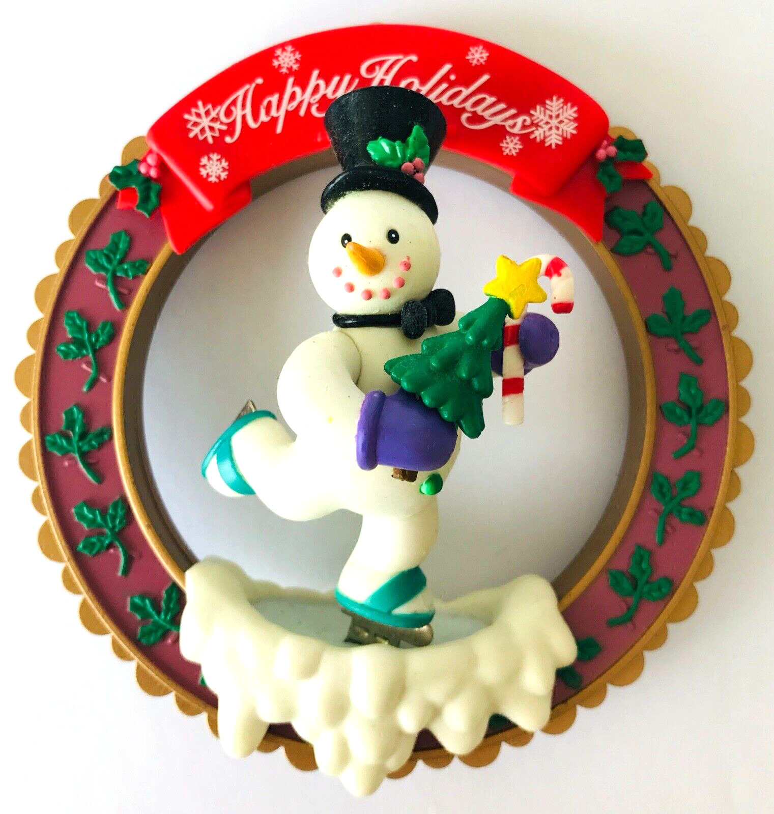Skating Snowman Christmas Ornament 1998 Happy Holidays Limited Edition in Box