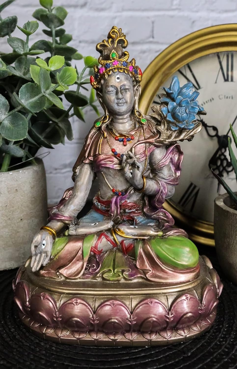 Ebros Bodhisattva White Tara Statue Goddess of Compassion and Healing Meditating