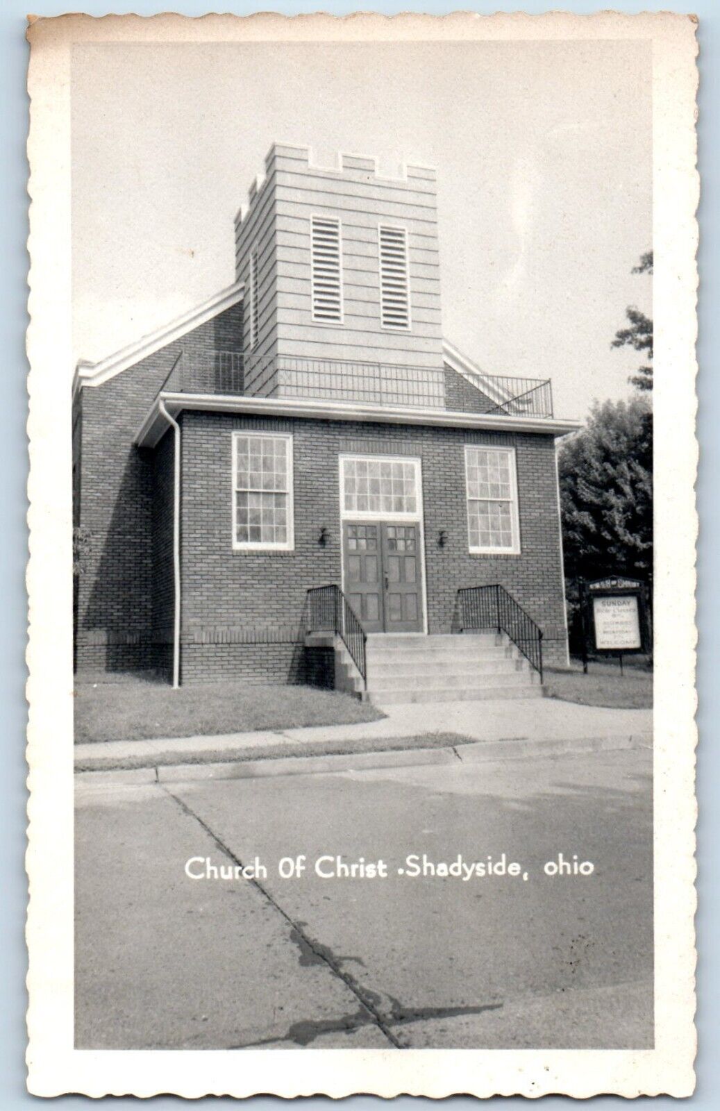 Shadyside Ohio OH Postcard RPPC Photo Church Of Christ c1905 Unposted Antique