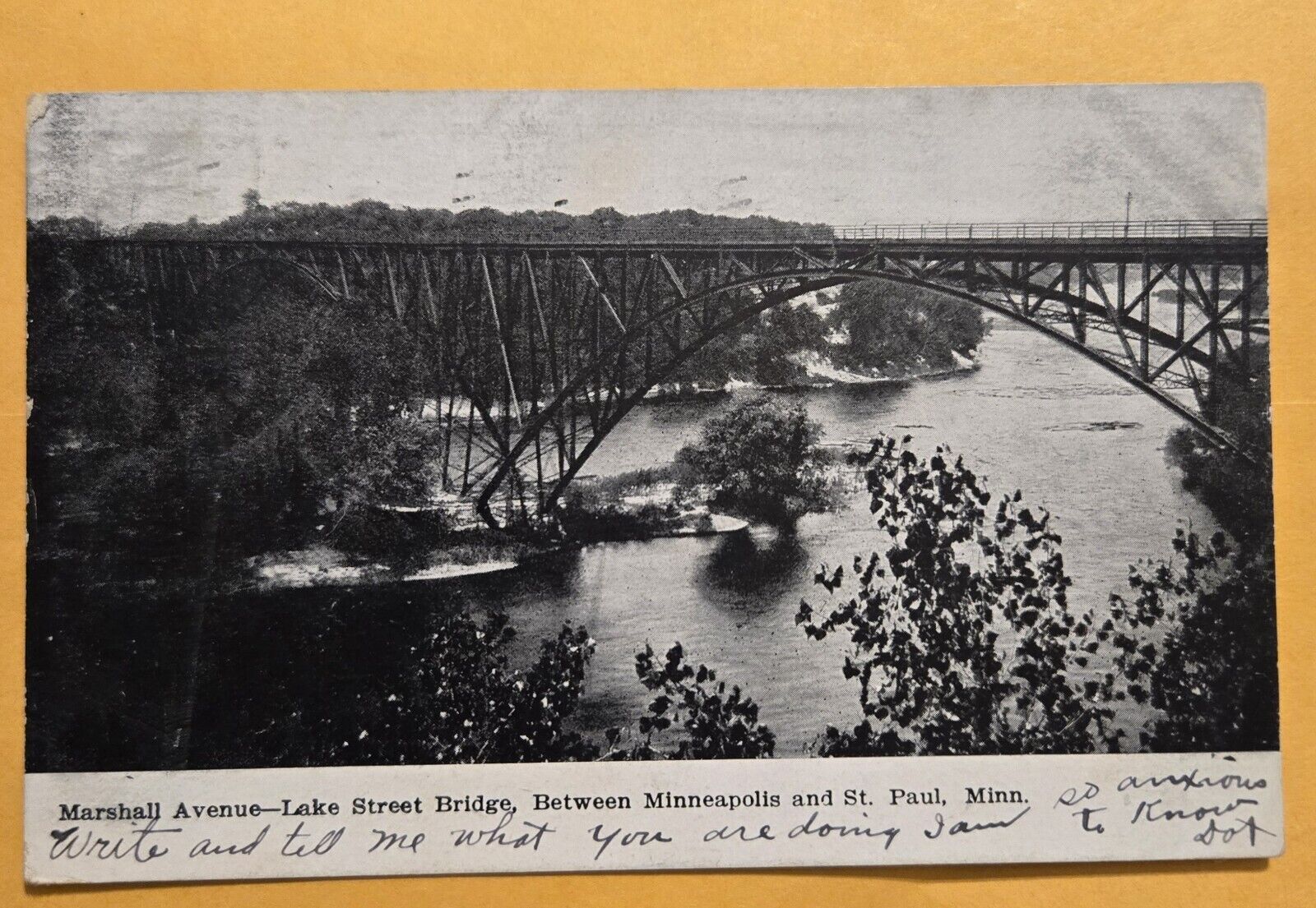 Used 1908 Marshall Ave Lake Street Bridge, Minneapolis St. Paul, MN  Postcard E5