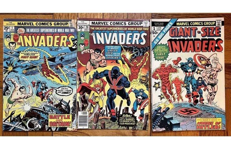 INVADERS #1,20 & GIANT SIZE #1 comic book lot CAPTAIN AMERICA Marvel